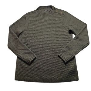 Talbots Women’s Small Olive Turtleneck Sweater Long Sleeve Button Detail Classic